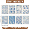 8Sheets 8 Styles Paper Ceramic Decals CELT-GF0001-03-2