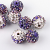 Two-Tone Color Handmade Polymer Clay Disco Ball Beads X-RB-R041-12-1