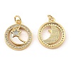 Brass Cubic Zirconia with Shell Pendants KK-K342-26G-2