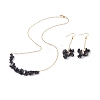 Natural Obsidian Chips Beaded Jewelry Set SJEW-JS01230-01-1