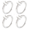4Pcs Adjustable Brass Pad Ring Settings KK-BBC0011-83-1