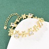 Bear Brass Micro Pave Cubic Zirconia Link Chain Bracelets for Women BJEW-K248-05G-01-1