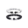 4Pcs Natural Lava Rock & Tiger Eye & Howlite Beaded Stretch Bracelets for Women Men QY3099-5