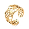 Ion Plating(IP) 304 Stainless Steel Hollow Spider Web Open Cuff Ring for Women RJEW-M149-25G-3