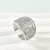 Brass Micro Pave Clear Cubic Zirconia Open Cuff Rings for Women RJEW-A059-04P-1