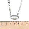304 Stainless Steel Oval Lock Clasps Pendant Figaro Chain Necklaces for Women NJEW-JN06169-02-3