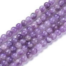 Natural Lepidolite/Purple Mica Stone Beads Strands G-K410-06-6mm
