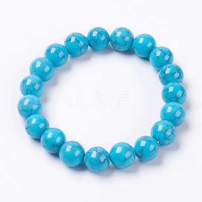 Natural Howlite Jade Beaded Stretch Bracelet BJEW-P207-23-8mm-1
