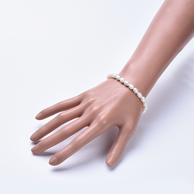Natural Pearl Beads Stretch Bracelets BJEW-JB04265-01-1