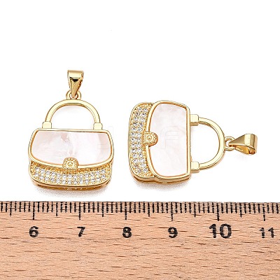 Brass Micro Pave Clear Cubic Zirconia Pendants KK-N254-184G-1