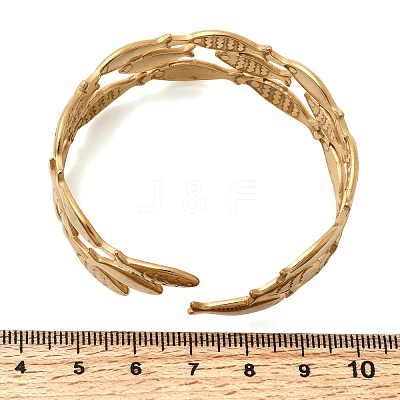Fish 304 Stainless Steel Cuff Bangles for Women BJEW-A155-02G-1