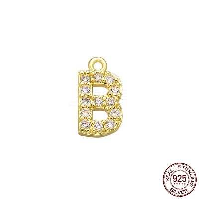 Real 18K Gold Plated 925 Sterling Silver Micro Pave Clear Cubic Zirconia Charms STER-P054-10G-B-1
