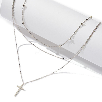 925 Sterling Silver 3 Layer Necklaces NJEW-L116-06P-1