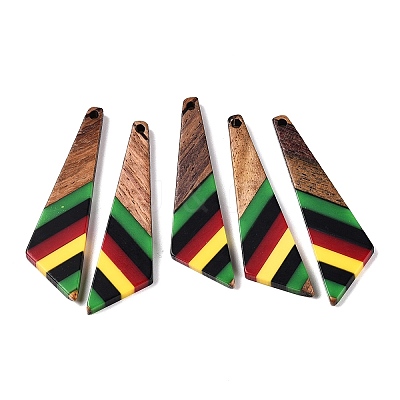 Jamaican Colour Epoxy Resin & Walnut Wood Pendants RESI-N039-122I-1