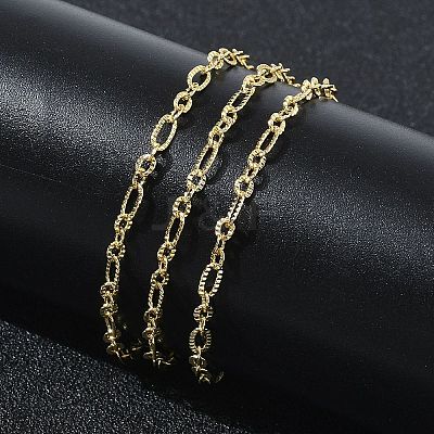 2.7MM Brass Textured Figaro Chain Necklaces for Women KK-CBA2293-16G-1