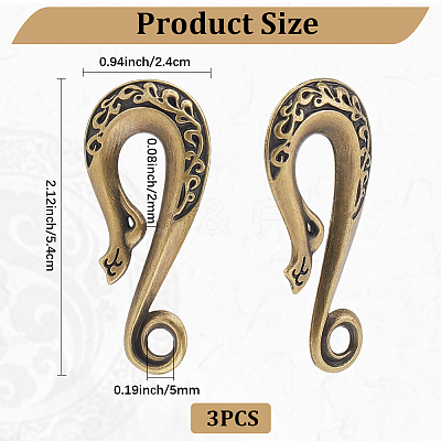 3Pcs Alloy S-Hook Clasps FIND-CP0003-47AB-1