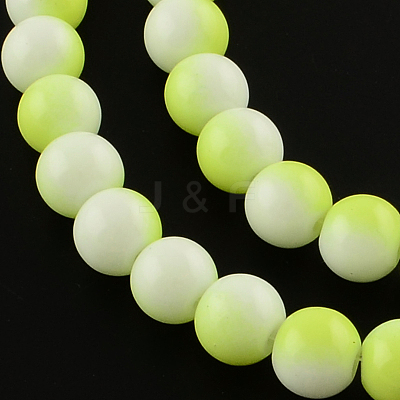 Two-Color Baking Paint Glass Bead Strands DGLA-R050-6mm-22-1