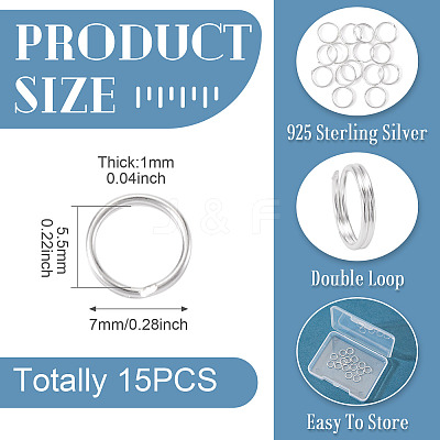 925 Sterling Silver Split Jump Rings STER-TA0001-48B-1
