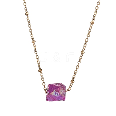 5Pcs 5 Colors Dyed Natural Quartz Polygon Pendant Necklaces NJEW-JN04491-S-1