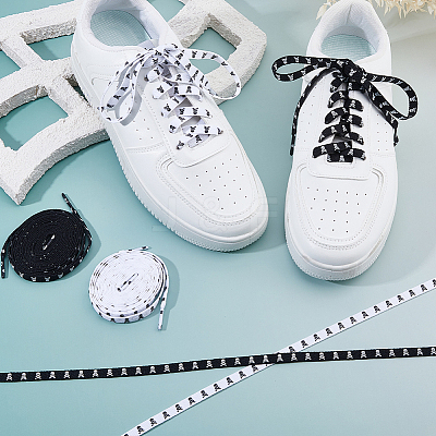 4 Pairs 2 Colors Polyester Flat Shoelaces FIND-FH0012-24-1