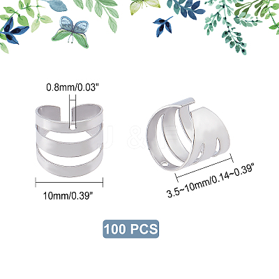 100Pcs Unisex 304 Stainless Steel Ear Cuff Findings with Hole FIND-DC0001-14-1