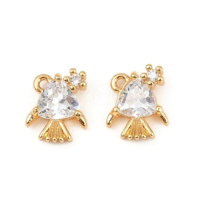 Ocean Theme Brass Micro Pave Cubic Zirconia Charms KK-F902-08C-G-1