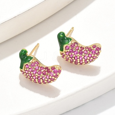 Brass Micro Pave Cubic Zirconia Stud Earrings EJEW-Q015-13G-02-1
