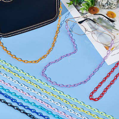 20 Strands 10 Colors Opaque Acrylic Cable Chains SACR-PH0002-11-1
