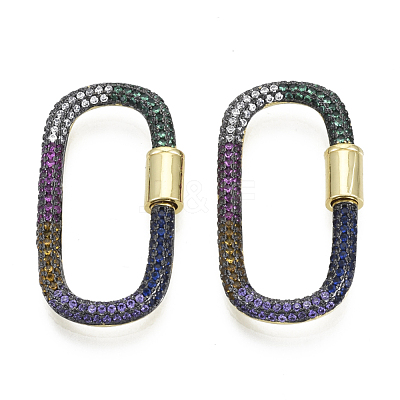 Brass Micro Pave Cubic Zirconia Screw Carabiner Lock Charms ZIRC-N039-008B-NF-1