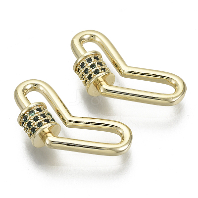 Brass Micro Pave Cubic Zirconia Screw Carabiner Lock Charms KK-R136-066A-NF-1