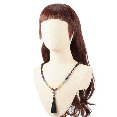 7 Chakra Gemstone Buddhist Necklace NJEW-JN03856-1