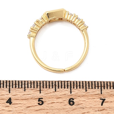Brass with Cubic Zirconia Cuff Rings for Women RJEW-B160-07B-G-1