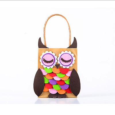 DIY Rectangle with Dog Pattern Kraft Paper Bag Making Set DIY-F079-14-1
