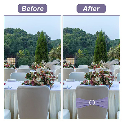 Polyester Stretch Chair Sashes Bows for Wedding Reception AJEW-WH0041-20-1