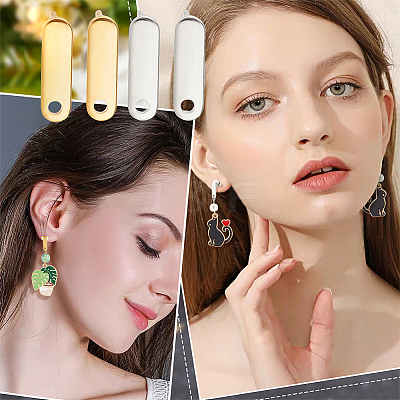 60Pcs 2 Colors 201 Stainless Steel Stud Earring Findings with Hole EJEW-BBC0002-15-1