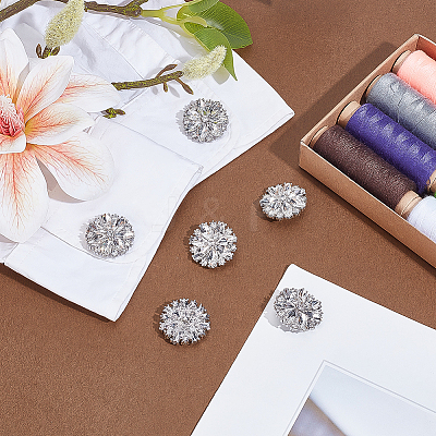 6Pcs 1-Hole Zinc Alloy Shank Buttons BUTT-PH0001-52G-03-1