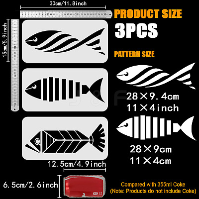 3Pcs 3 Styles Ethnic Style PET Hollow Out Drawing Painting Stencils DIY-WH0394-0288-1