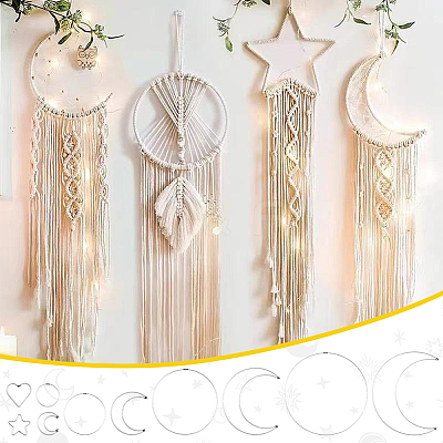 10 Styles Iron Ring for DIY Woven Net/Web with Feather IFIN-SP0001-51-1