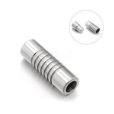 Tarnish Resistant Smooth 304 Stainless Steel Column Magnetic Clasps with Glue-in Ends STAS-E089-33B-1