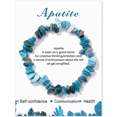 Natural Apatite Chips Beaded Stretch Bracelets PW-WG309C1-03-1