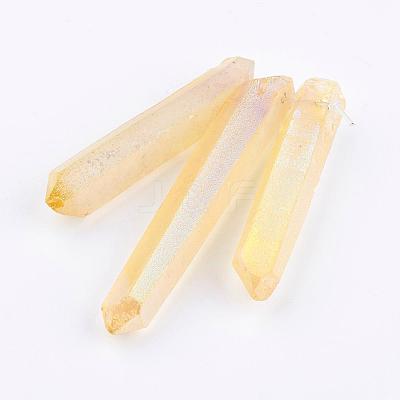 Electroplated Natural Quartz Crystal Graduated Beads Strands G-P315-A-1