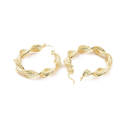 Brass Twist Rope Shape Hoop Earrings for Women EJEW-F303-08G-1