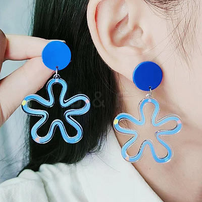Flower Acrylic Dangle Stud Earrings FS-WG333B2-02-1