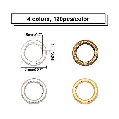 480Pcs 4 Colors Alloy Round Rings FIND-CA0001-98-1