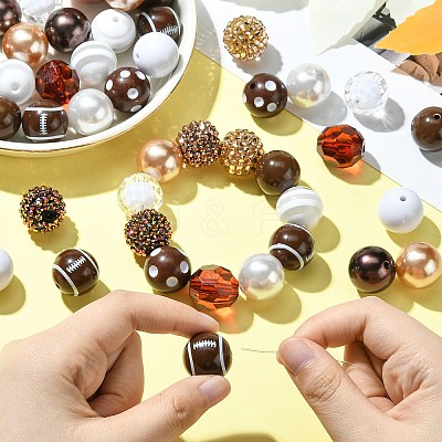 DIY Rugby Acrylic Beaded Keychain Pendant Decoration Making Kit MACR-CJC0004-18-1