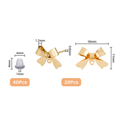 20Pcs Brass Stud Earring Findings KK-FH0004-80-1