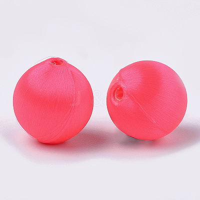 Polyester Thread Fabric Covered Beads WOVE-T007-20mm-17-1