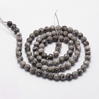 Natural Map Stone/Picasso Stone/Picasso Jasper Beads Strands X-G-D840-35-4mm-1
