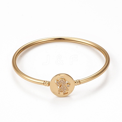 Rack Plating Brass Micro Pave Cubic Zirconia Bangles BJEW-E071-16G-02-1