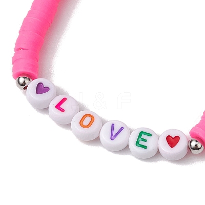 3Pcs 3 Colors Polymer Clay Disc Beaded Stretch Bracelet Sets BJEW-JB10441-02-1